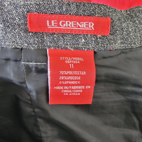Le Grenier A-Line Knee Skirt Heathered Gray Herringbone Lined Stretch Womens 11 - Picture 12 of 12